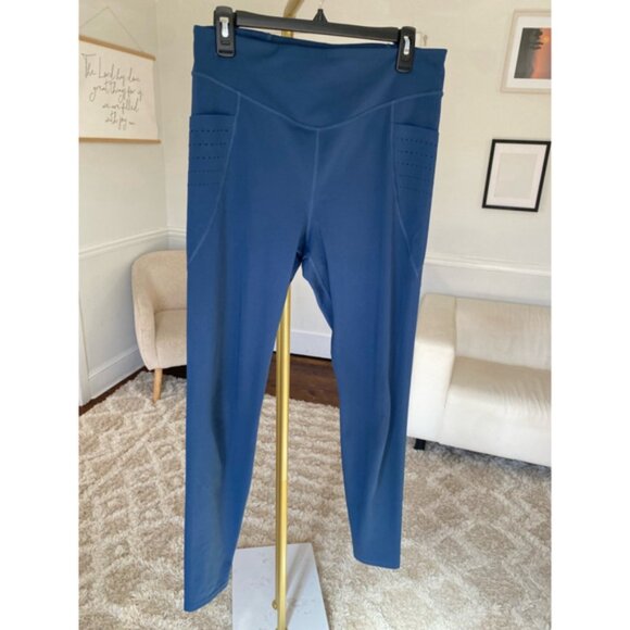Laser Cut Pocket Blue Athleisurecore Leggings Coastal Gym Baddie Stretchy - Picture 2 of 10